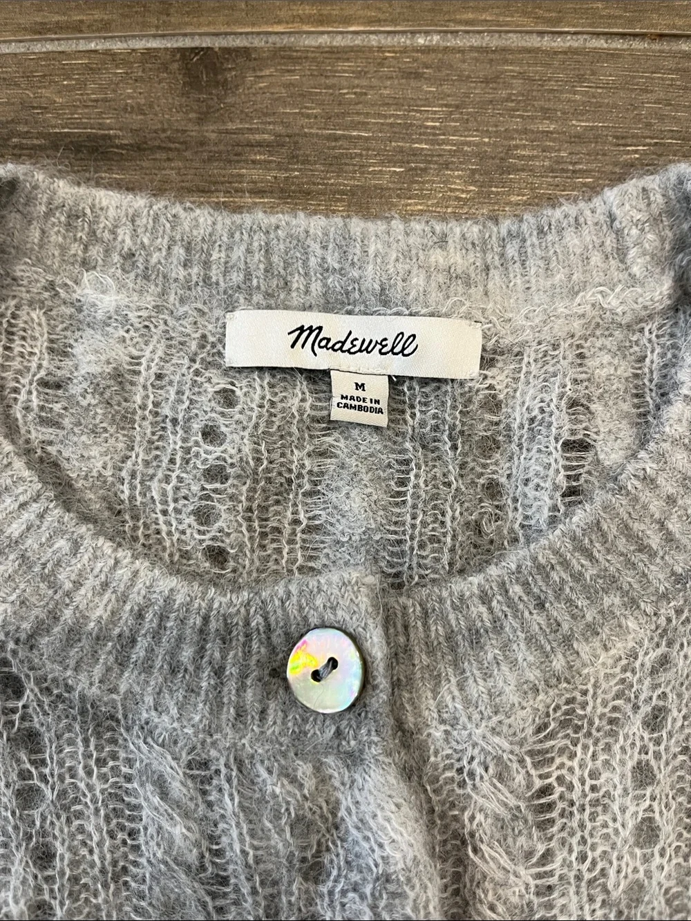 NEW Madewell Pointelle-Stitch Cardigan in Alpaca Blend Size Medium - Picture 6 of 8